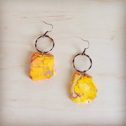 Orange Regalite Western Boho Slab Earrings 100h
