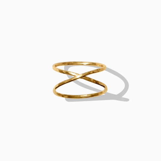 14K Gold filled CRISS CROSS X RING