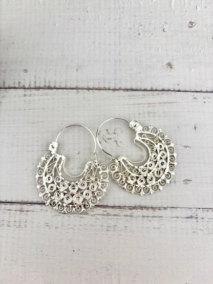 Jerezana Hoop Earrings 925 Silver | Arracadas Jerezanas Plata 925 – Mexican hoops Sterling silver | Tradición Mexicana Hecha a Mano