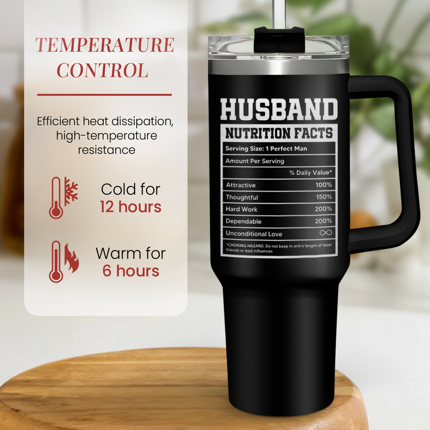 Black Husband Quencher Tumbler with Handle 40oz