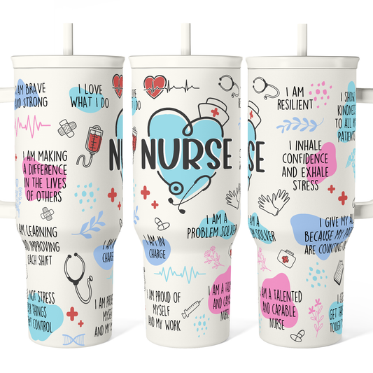 White Nurse Slidemate | Slider Tumbler with Handle 40oz Sandjest Personalized Gifts