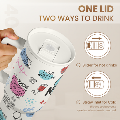White Nurse Slidemate | Slider Tumbler with Handle 40oz