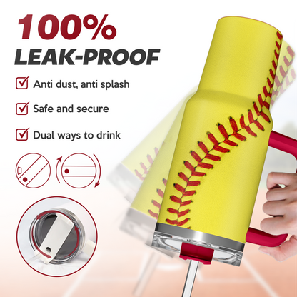 Yellow Softball Quencher Tumbler with Handle 40oz