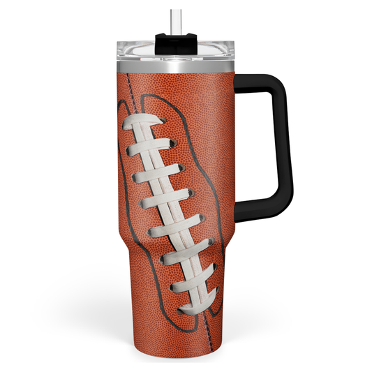Brown Football Quencher Tumbler with Handle 40oz Sandjest Personalized Gifts