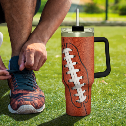 Brown Football Quencher Tumbler with Handle 40oz