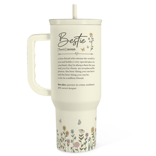 Beige Best Friend Slidemate | Slider Tumbler with Handle 40oz Sandjest Personalized Gifts