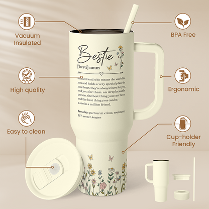 Beige Best Friend Slidemate | Slider Tumbler with Handle 40oz
