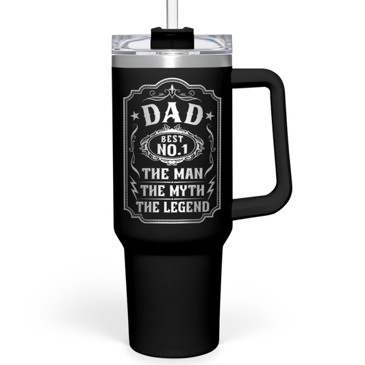 Black Dad Daddy The Man The Myth The Legend Quencher Tumbler with Handle 40oz Sandjest Personalized Gifts
