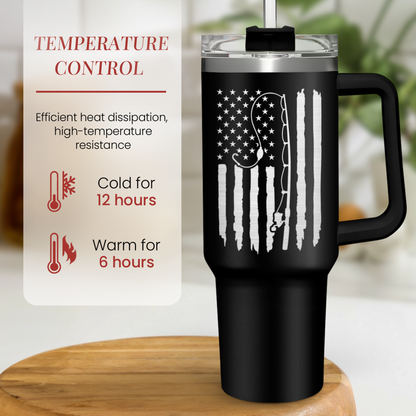 Black Fishing Quencher Tumbler with Handle 40oz