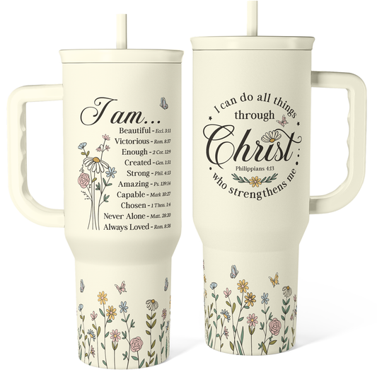 Beige Christian Slidemate | Slider Tumbler with Handle 40oz Sandjest Personalized Gifts