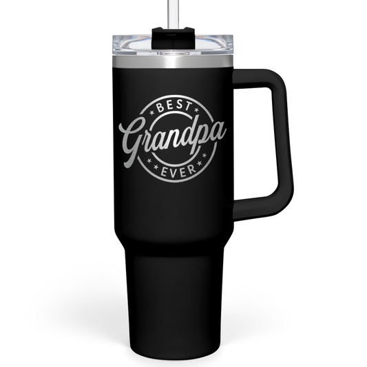 Black Grandpa Quencher Tumbler with Handle 40oz Sandjest Personalized Gifts
