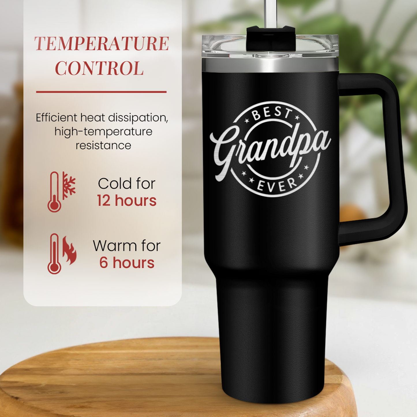 Black Grandpa Quencher Tumbler with Handle 40oz