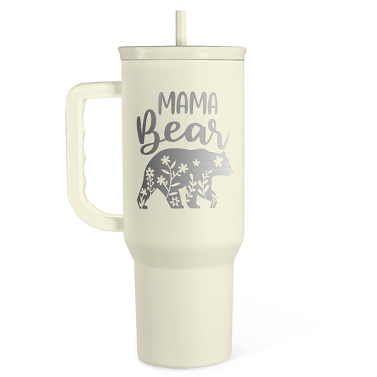 Beige Mama Bear Slidemate | Slider Tumbler with Handle 40oz Sandjest Personalized Gifts