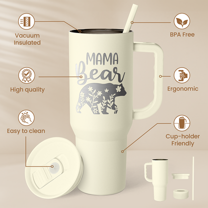 Beige Mama Bear Slidemate | Slider Tumbler with Handle 40oz