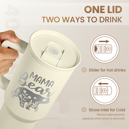 Beige Mama Bear Slidemate | Slider Tumbler with Handle 40oz