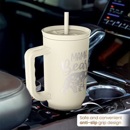 Beige Mama Bear Slidemate | Slider Tumbler with Handle 40oz