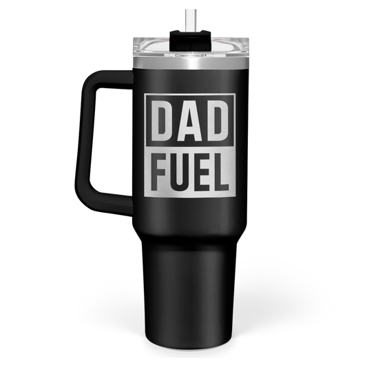 Black Dad Fuel Quencher Tumbler with Handle 40oz Sandjest Personalized Gifts