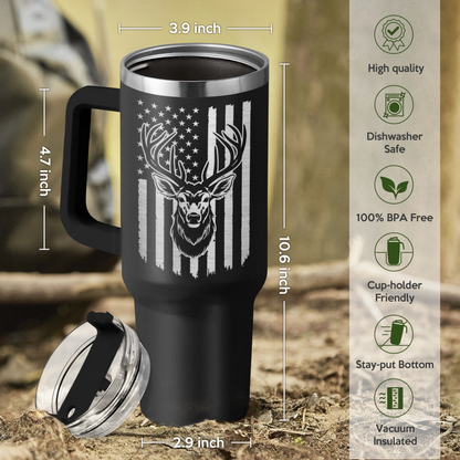 Black Hunting Quencher Tumbler with Handle 40oz