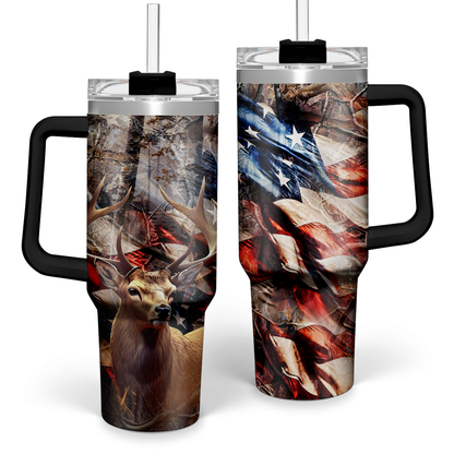 Brown Hunting Quencher Tumbler with Handle 40oz