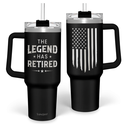 Black Retirement Quencher Tumbler with Handle 40oz