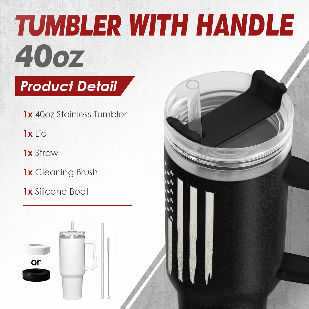 Black Retirement Quencher Tumbler with Handle 40oz Sandjest Personalized Gifts