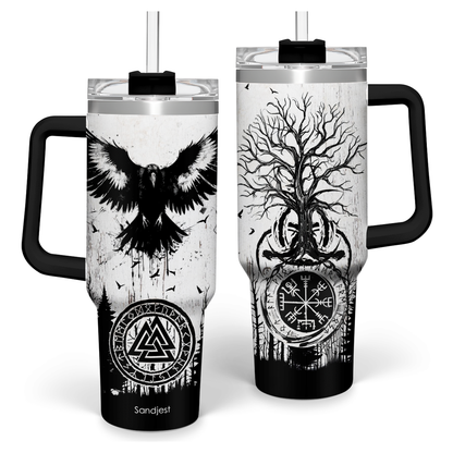 White Viking Quencher Tumbler with Handle 40oz