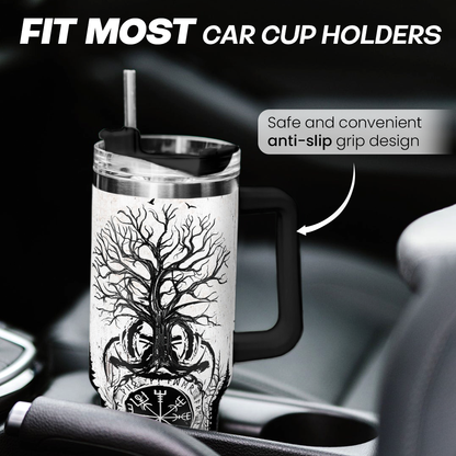 White Viking Quencher Tumbler with Handle 40oz