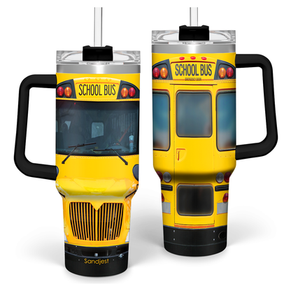 Yellow School Bus Driver Quencher Tumbler with Handle 40oz