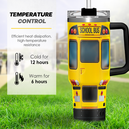 Yellow School Bus Driver Quencher Tumbler with Handle 40oz