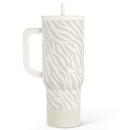 Grey Zebra Slidemate | Slider Tumbler with Handle 40oz Sandjest Personalized Gifts