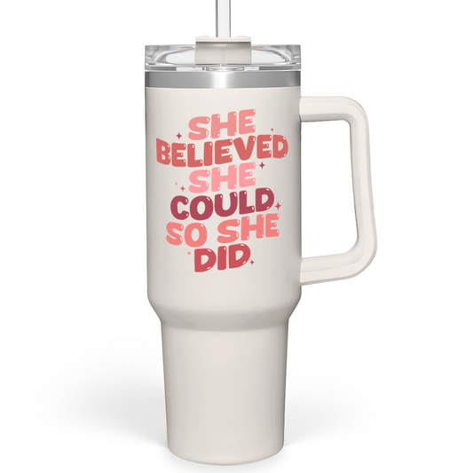 White Graduation Quencher Tumbler with Handle 40oz Sandjest Personalized Gifts