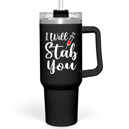 Black Nurse Quencher Tumbler with Handle 40oz Sandjest Personalized Gifts