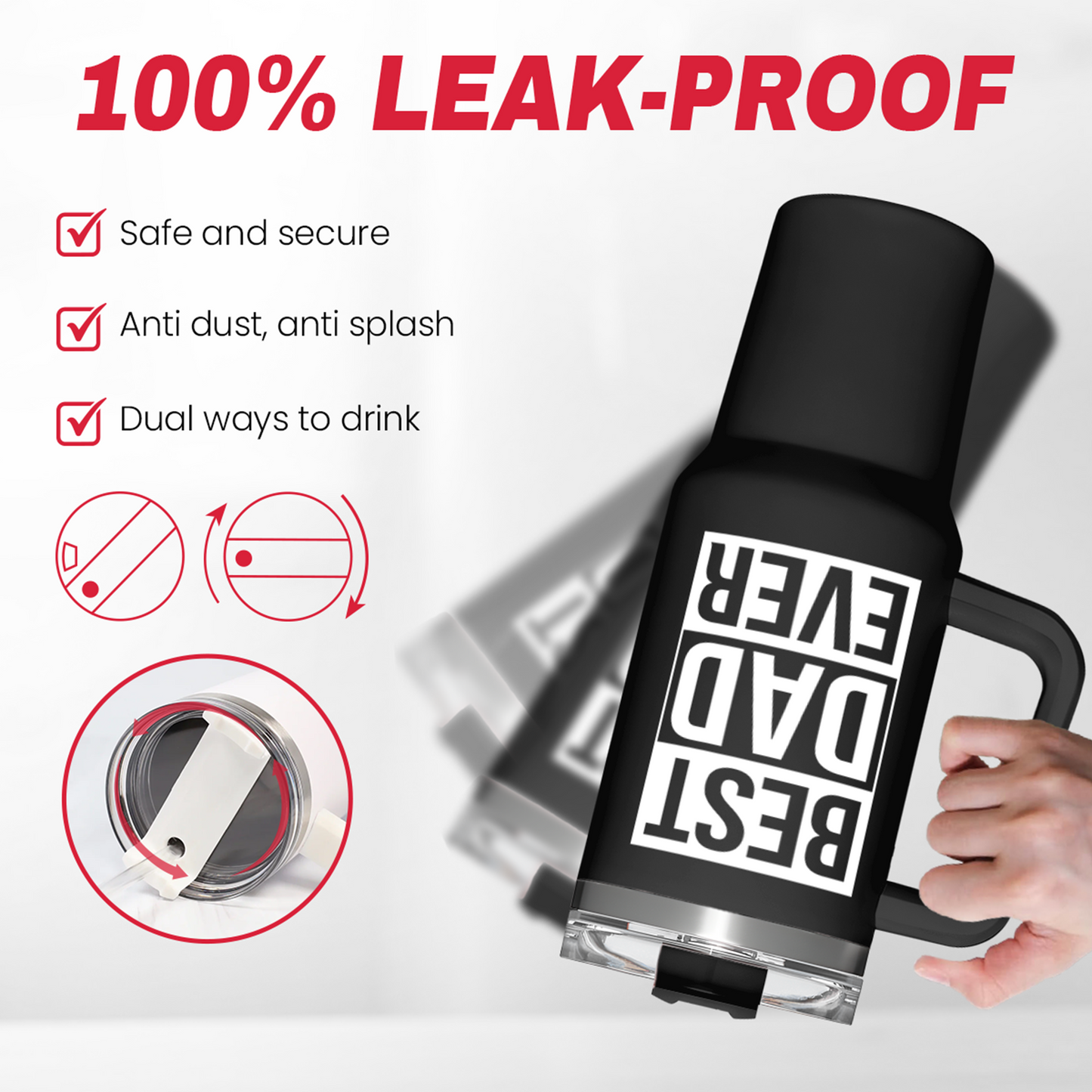 Black Best Dad Ever Quencher Tumbler with Handle 40oz