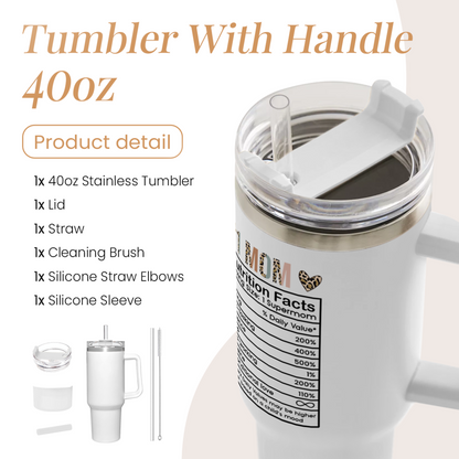White Best Mom Ever Quencher Tumbler with Handle 40oz