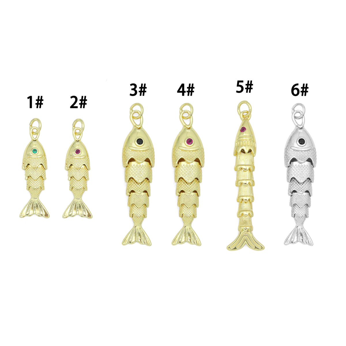 3D Vintage Style Movable Wiggling Fish charm, Sku#FH248