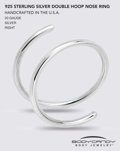 Double Hoop Nose 925 Sterling Silver Spiral Nose Ring BodyCandy