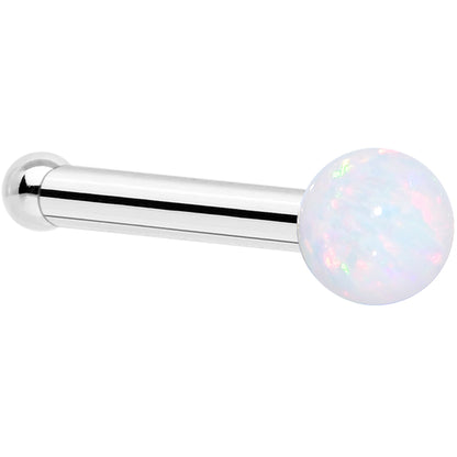 14k White Gold 2.5mm Synthetic Opal Ball Nose Ring BodyCandy