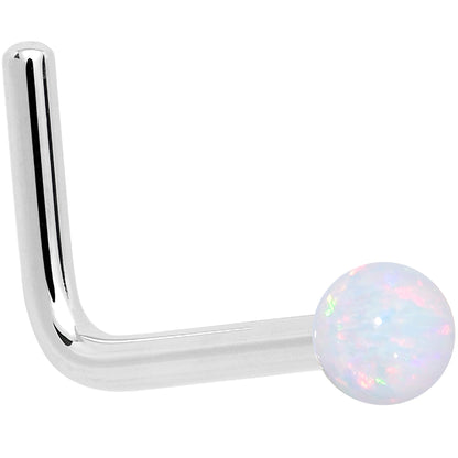 14k White Gold 2.5mm Synthetic Opal Ball Nose Ring BodyCandy