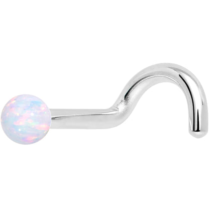 14k White Gold 2.5mm Synthetic Opal Ball Nose Ring BodyCandy