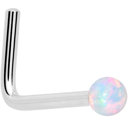 14k White Gold 2.5mm Synthetic Opal Ball Nose Ring BodyCandy