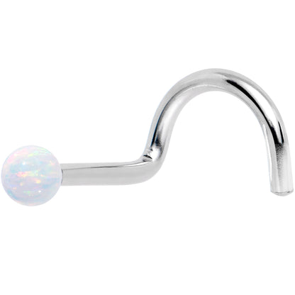 14k White Gold 2.5mm Synthetic Opal Ball Nose Ring BodyCandy