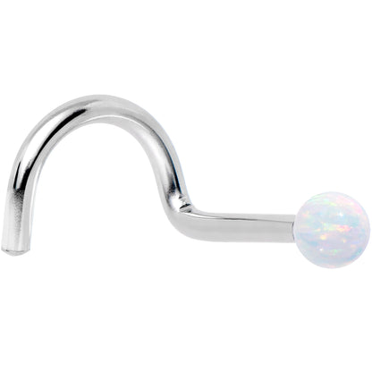 14k White Gold 2.5mm Synthetic Opal Ball Nose Ring BodyCandy
