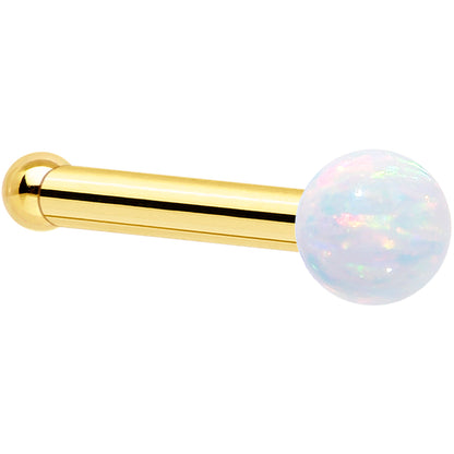 14k Yellow Gold 2.5mm Synthetic Opal Ball Nose Ring BodyCandy
