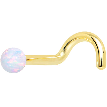 14k Yellow Gold 2.5mm Synthetic Opal Ball Nose Ring BodyCandy