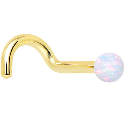 14k Yellow Gold 2.5mm Synthetic Opal Ball Nose Ring BodyCandy
