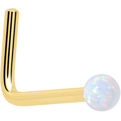 14k Yellow Gold 2.5mm Synthetic Opal Ball Nose Ring BodyCandy