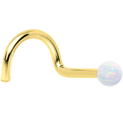 14k Yellow Gold 2.5mm Synthetic Opal Ball Nose Ring BodyCandy