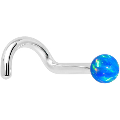 14k White Gold 2.5mm Blue Synthetic Opal Ball Nose Ring BodyCandy