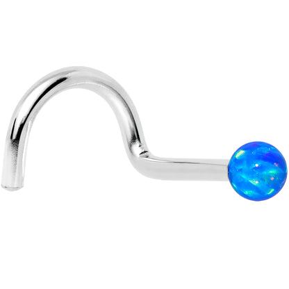 14k White Gold 2.5mm Blue Synthetic Opal Ball Nose Ring BodyCandy