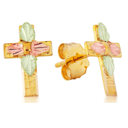 Cross and Leaves - Black Hills Gold Earrings
